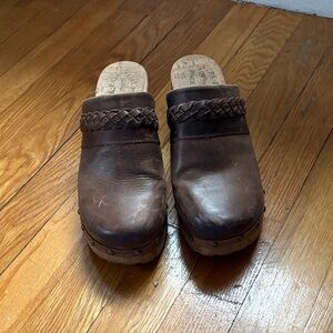 Brown Leather Clogs